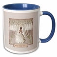 thumbnail image 1 of 3drose, Bride in Wedding Gown, Drapes in Window, Will You Be, Cream and Rose, 11oz Two-tone Blue Mug, 1 of 6