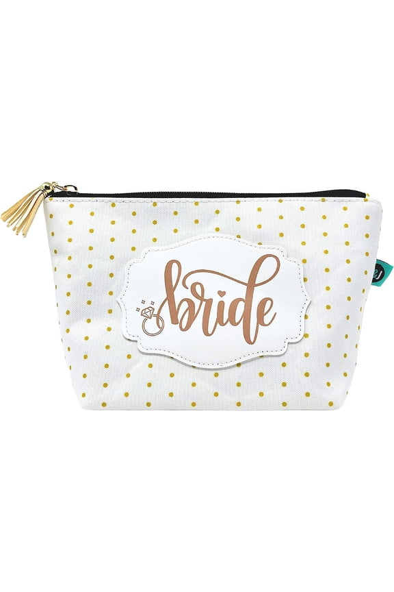 Bride Janie Pouch Gifts for Women Gold Dotted Makeup Bags Cosmetic Bag Travel Toiletry Makeup Pouch Pencil Bag with Zipper Best Wedding Gifts