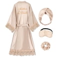 thumbnail image 1 of Bride Lace Kimono Robe – Embroidered Satin Wedding Robe Complete Set with Eye Mask, 1 of 8