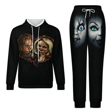 Bride Of Chucky Adult Hoodies And Sweatpants Set Sweatshirts Jogger Pants 2 Pcs Hooded Hoody Tracksuits Set Suit Winter Daily Unisex Sweatsuit