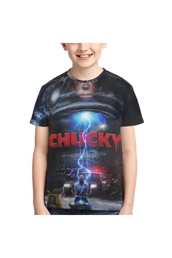 Bride Of Chucky Boys Girls T-Shirt 3d Print Graphic Short Sleeve Tee Shirt Tops For Kids Teens