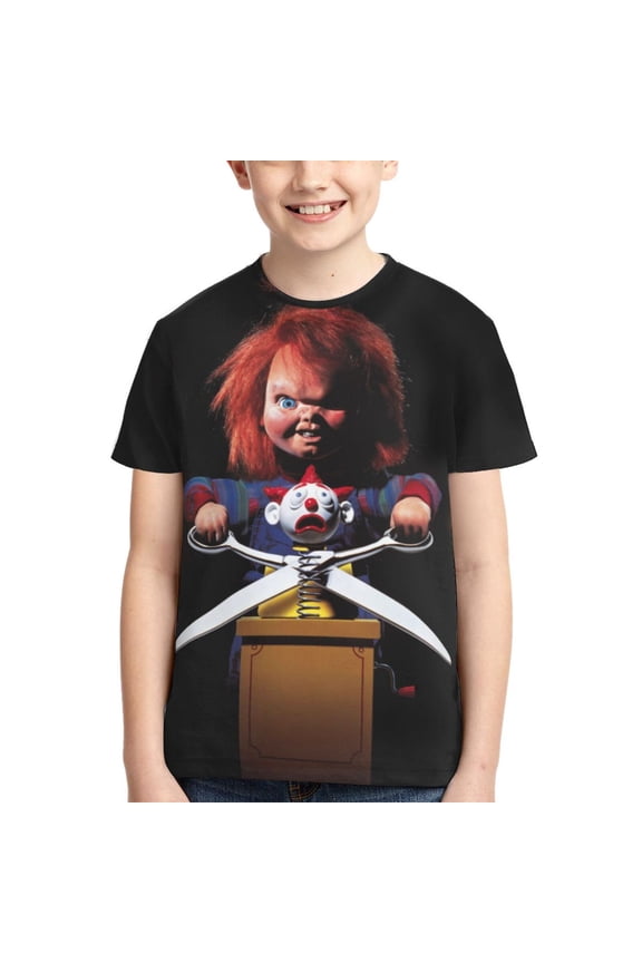 Bride Of Chucky Boys Girls T-Shirt 3d Print Graphic Short Sleeve Tee Shirt Tops For Kids Teens