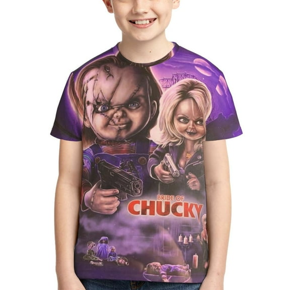 Bride Of Chucky Boys Girls T-Shirt 3d Print Graphic Short Sleeve Tee Shirt Tops For Kids Teens