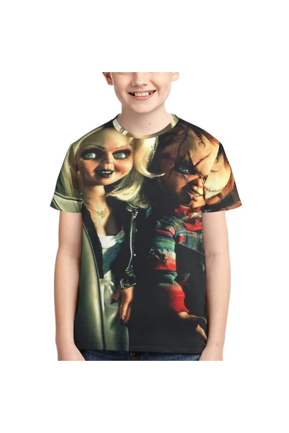 Bride Of Chucky Boys Girls T-Shirt 3d Print Graphic Short Sleeve Tee Shirt Tops For Kids Teens