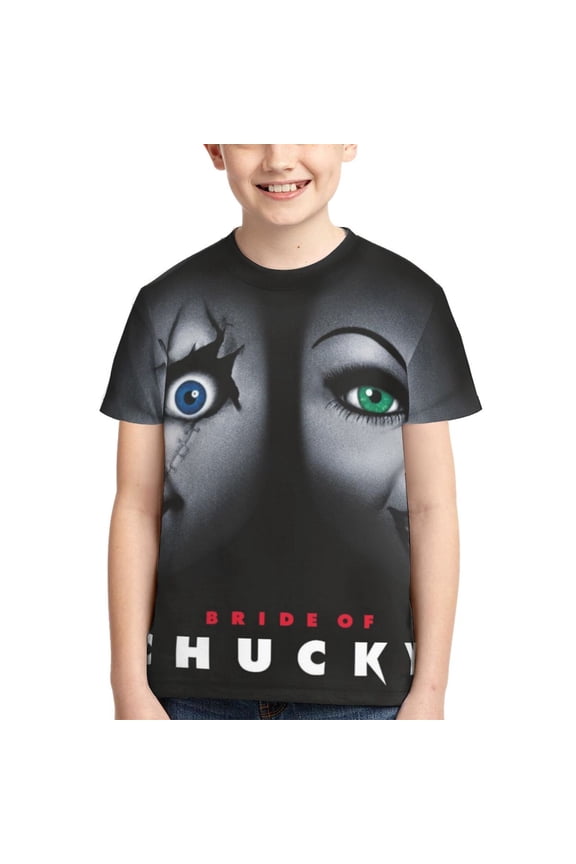 Bride Of Chucky Boys Girls T-Shirt 3d Print Graphic Short Sleeve Tee Shirt Tops For Kids Teens