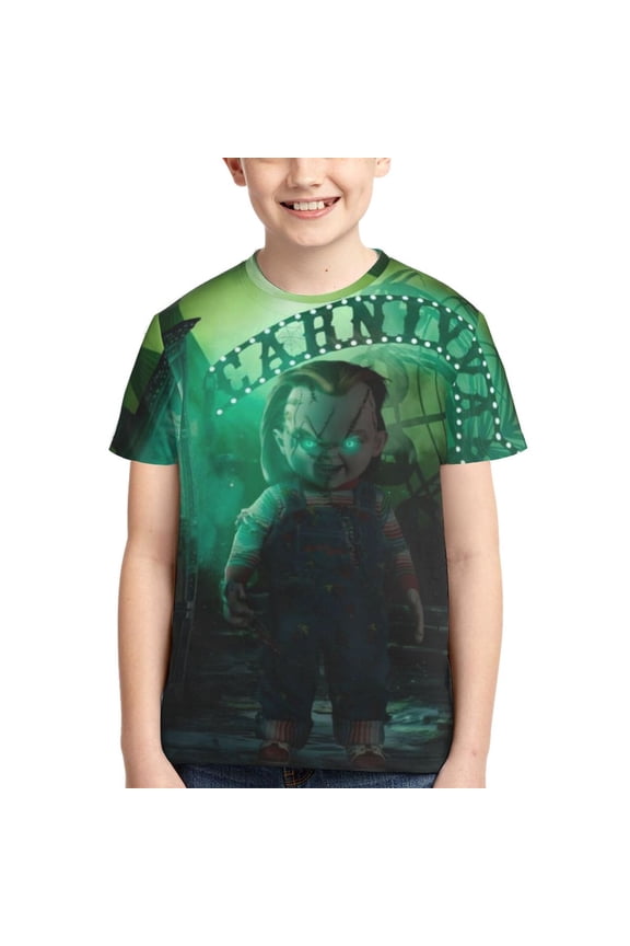 Bride Of Chucky Boys Girls T-Shirt 3d Print Graphic Short Sleeve Tee Shirt Tops For Kids Teens