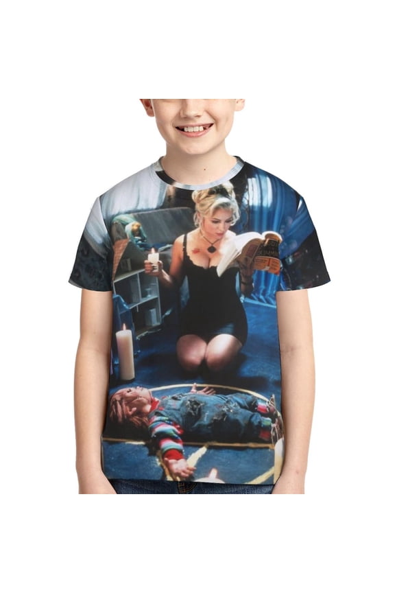 Bride Of Chucky Boys Girls T-Shirt 3d Print Graphic Short Sleeve Tee Shirt Tops For Kids Teens