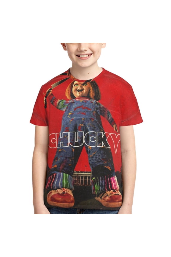 Bride Of Chucky Boys Girls T-Shirt 3d Print Graphic Short Sleeve Tee Shirt Tops For Kids Teens