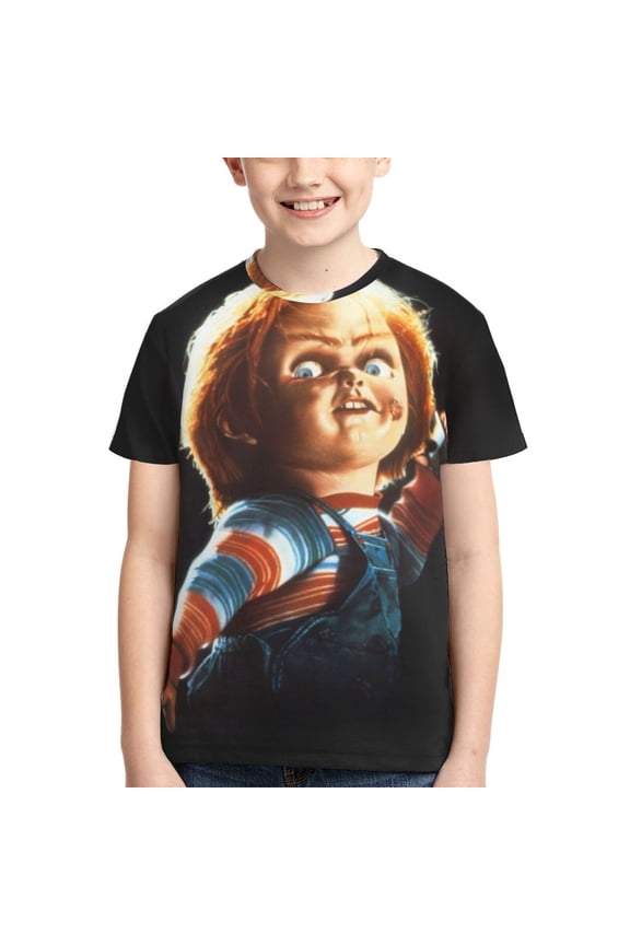 Bride Of Chucky Boys Girls T-Shirt 3d Print Graphic Short Sleeve Tee Shirt Tops For Kids Teens