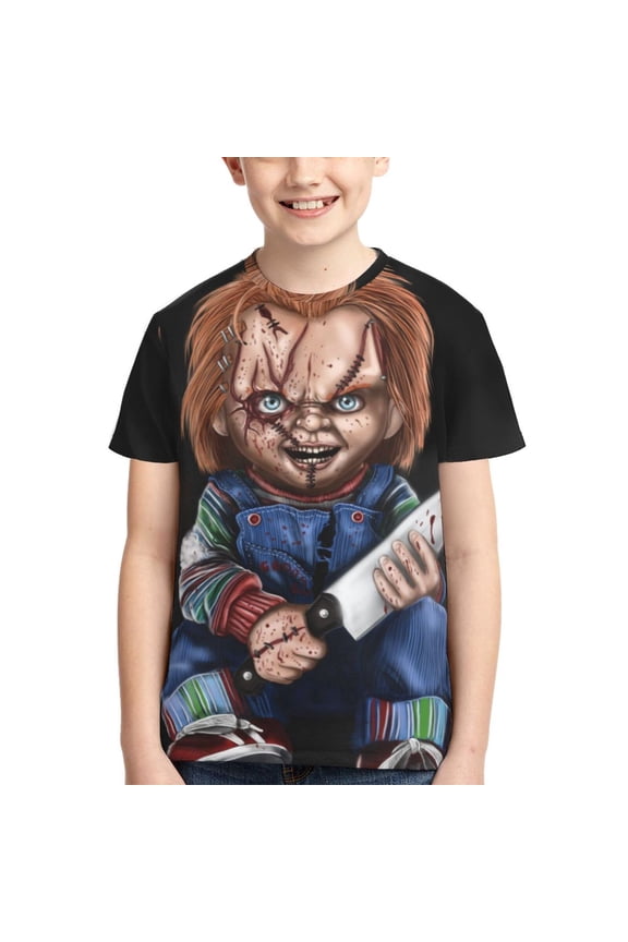 Bride Of Chucky Boys Girls T-Shirt 3d Print Graphic Short Sleeve Tee Shirt Tops For Kids Teens