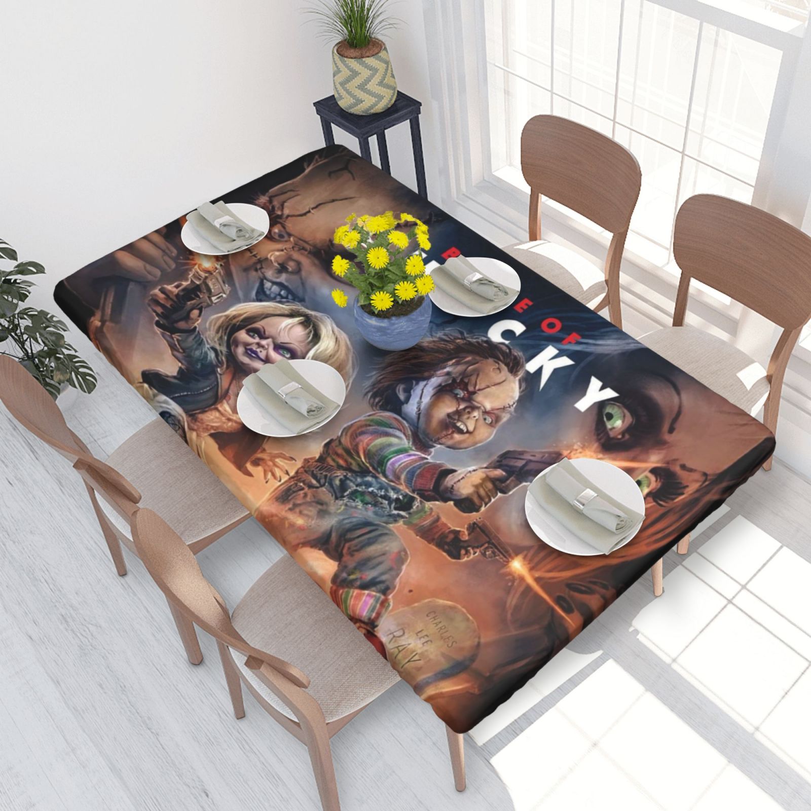 Bride Of Chucky Poster Elastic Edged Table Cover Reusable Fitted ...
