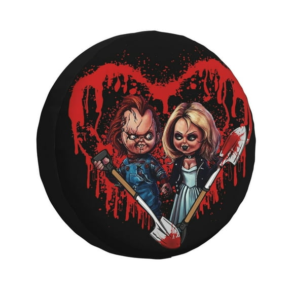 Bride Of Chucky Tire Cover Printed Spare Tire Wheel Cover Weatherproof Wheel Protectors 14 Inch