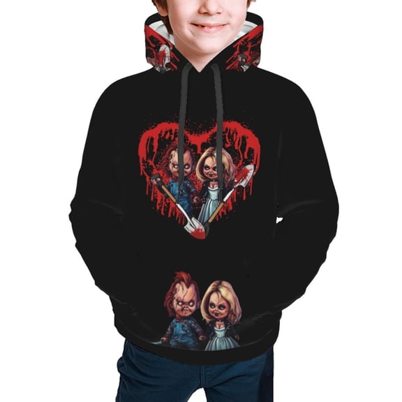Bride Of Chucky Youth Hoodies Sweatshirt Teen Pullover Hooded Clothes With Pocket For Boys Girls Clothing