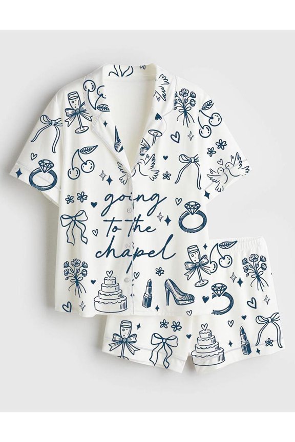 Bride Pajama Set Women, Going to the Chapel Sleepwear, Bridal Party Getting Ready PJs