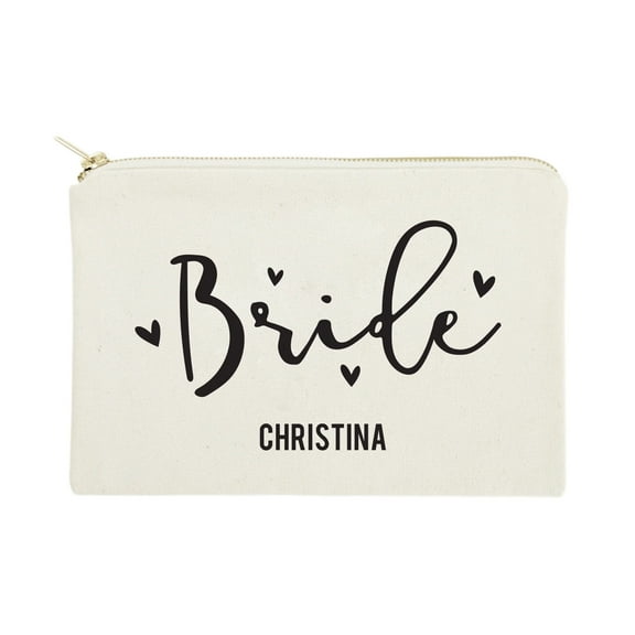 Bride Personalized Cotton Canvas Cosmetic Bag