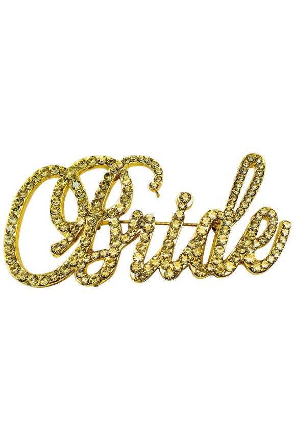 Bride Rhinestone Pin/Brooch in Gold