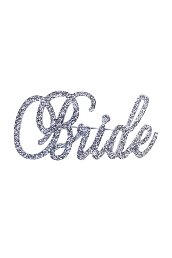 Bride Rhinestone Pin - Silver