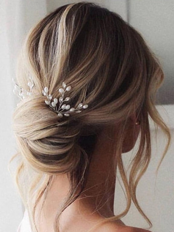 Rhinestone Wedding Hair Pins Pearl Crystal Hair Piece Bridal Hair Accessories for Women (Pack of 3) HP182 (2-Gold)