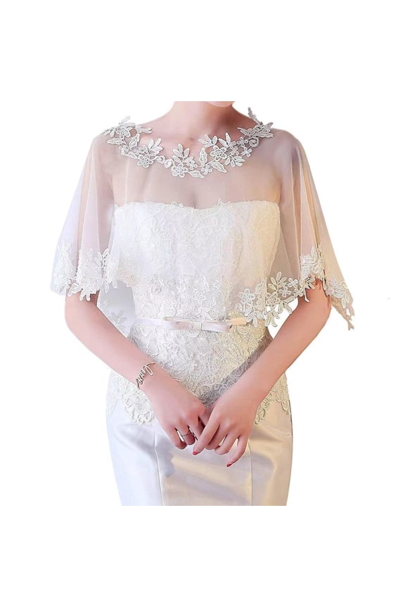 Bride Shawl Wedding Veil Elegant Embroidery Flower Shawl Bridal Shoulder Wrap