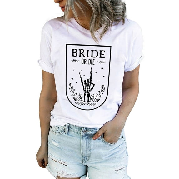 Bride Shirts for Women Bachelorette Party T-shirts Wedding Honeymoon Short Sleeve Bridal Gift Retro Graphic Tees