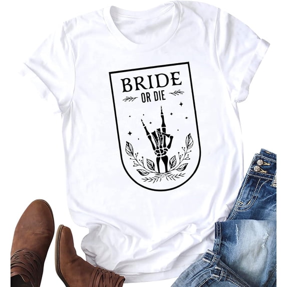 Bride Shirts for Women Bachelorette Party Tshirt Honeymoon Shirt Tops Casual Bridal Gift Tees