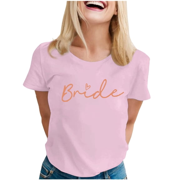 Bride Shirts for Women Engaged Shirt Bridesmaid Blouses Bachelorette Party Tops Summer Short Sleeve T-Shirt