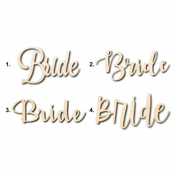 Bride Sign Unfinished Wood Cutout Home Decor DIY Option 1- 14" Wide / 1/8"