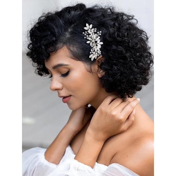 Bride Silver Wedding Hair Comb Crystal Hair Accessories with Rhinestone Bridal Hair Clip Sparkly Hair Piece Gem Hair Accessories for Women and Girls