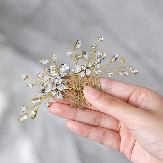 Bride Silver Wedding Hair Comb Rhinestone Bridal Headpiece Sparkly Crystal Hair Accessorie for Women and Girls (A-Silver)