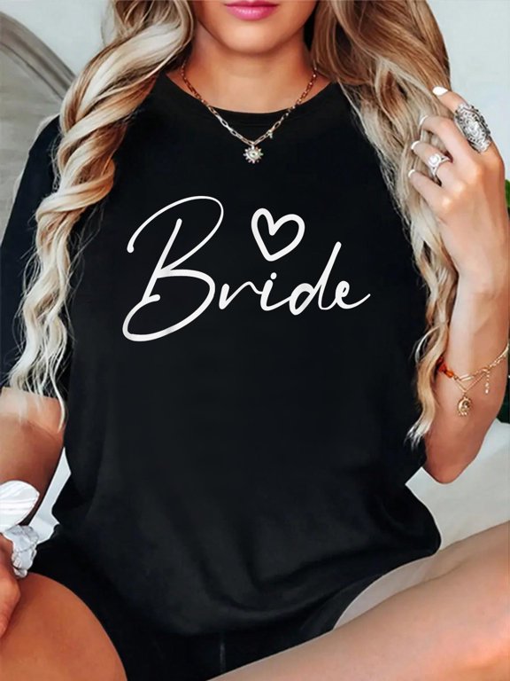 Bride Squad Bachelorette Party Bridesmaid Crew Bridal Shower T-Shirt casual short sleeve crew neck cotton tee tops for women