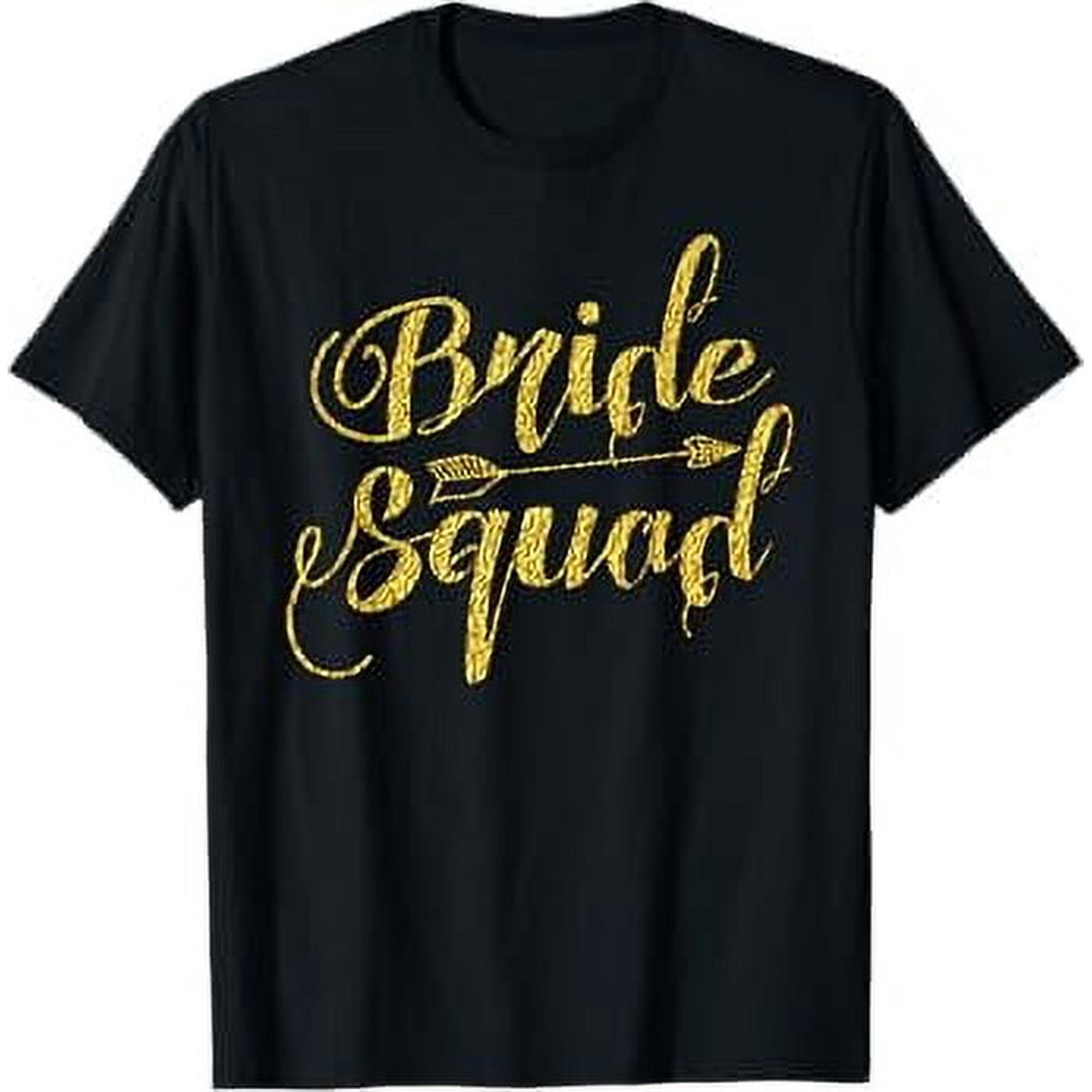 Bride Squad Bachelorette Party T-Shirt Arrow Gold Cursive T-Shirt ...