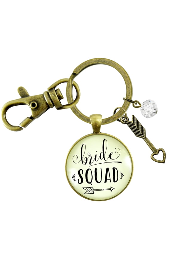 Bride Squad Gutsy Goodness Bronze Keychain Bridesmaid Wedding Womens Jewelry Gift Bachelorette Party Arrow