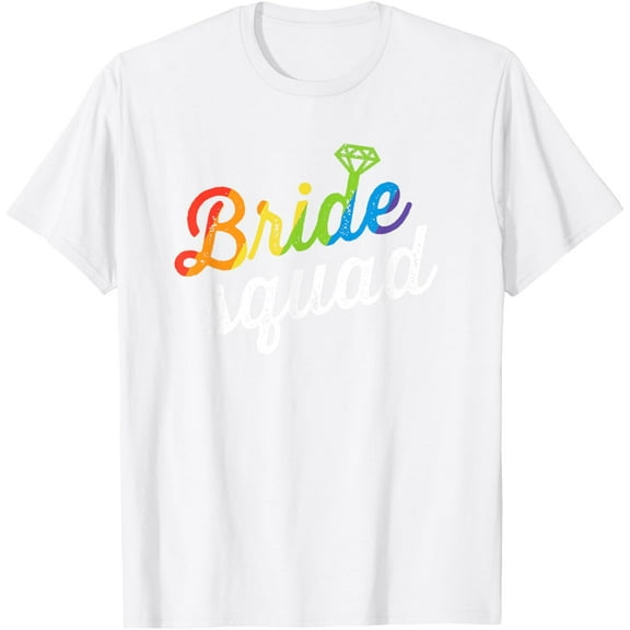 Bride Squad LGBT Rainbow Flag Lesbian Bachelorette Party T-Shirt