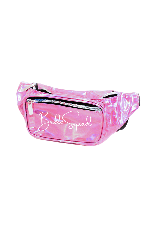 Bride Squad Light Pink Holographic Metallic Fanny Pack