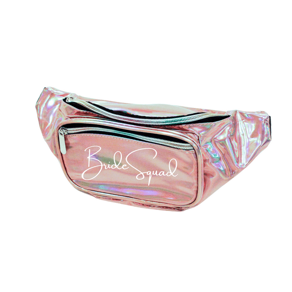 Bride Squad Rose Gold Holographic Metallic Fanny Pack