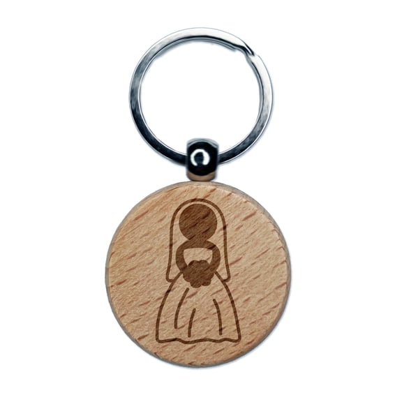 Bride Symbol Wedding Round Keychain Charm Tag - Engraved Wood