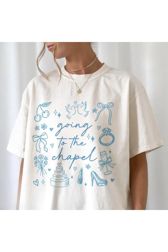 Bride TT-Shirt_ Retro Bachelorette Party Tee - Blue Jean Comfort Colors- Gift for Bride, Going to the Chapel