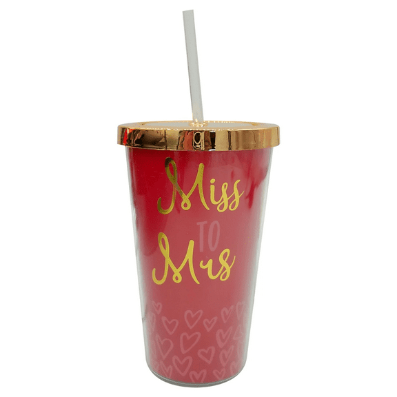 Bride Theme Pink Plastic Tumbler Cup with Straw, Cute Reusable Cup for Bridal Shower, Bachelorette Party, Wedding Reception, Rehearsal Dinner, Miss to Mrs Gift for Bride to Be, Pink