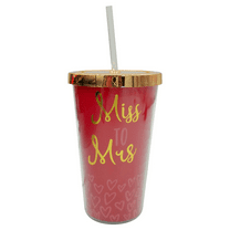Bride Theme Pink Plastic Tumbler Cup with Straw, Cute Reusable Cup for Bridal Shower, Bachelorette Party, Wedding Reception, Rehearsal Dinner, Miss to Mrs Gift for Bride to Be, Pink
