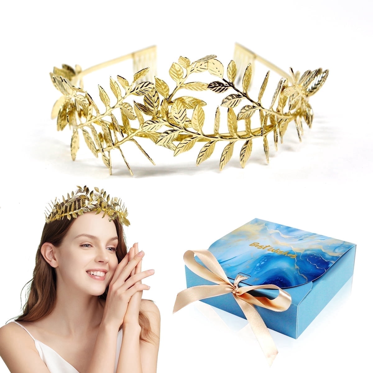 Gold Leaf Crowns for Wowen, Tiaras Bridal Headband, Hair 