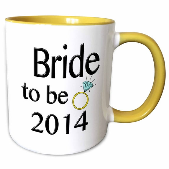 3drose, Bride to Be 2014, 15oz Two-tone Yellow Mug