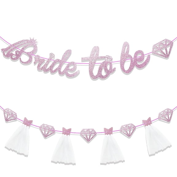 Bride To Be Bachelorette Party Paper Banner, Silver Glitter Hen do Accessories Hanging Bride To Be Banner for Hen Party Decorations (Silver)
