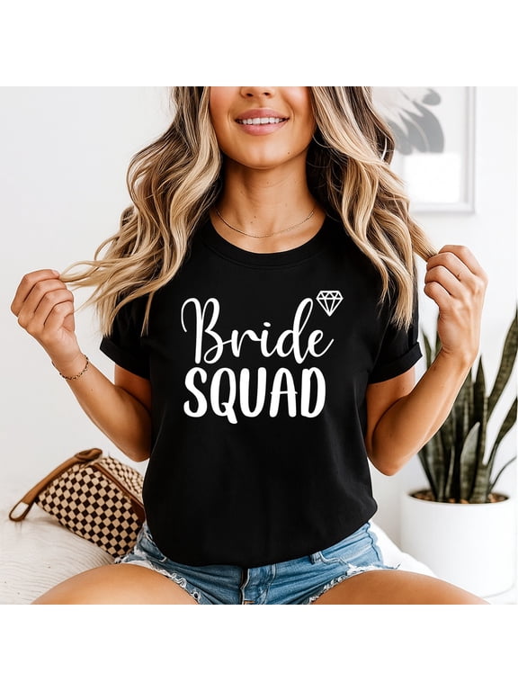 Bride To Be Bride Squad Womens T Shirt Hen Party Bridal Shower Tee