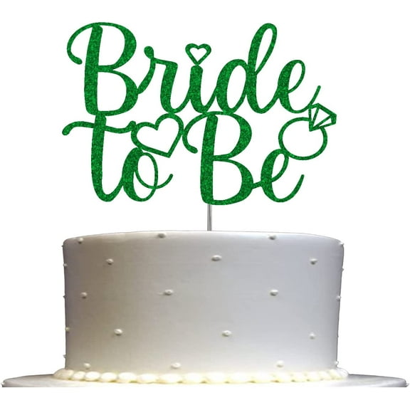 Bride To Be Cake Topper, Engagement Party Decorations Ideas, Bridal Shower, Bachelorette, Sturdy Doubled Sided Glitter, Acrylic Stick (Green)
