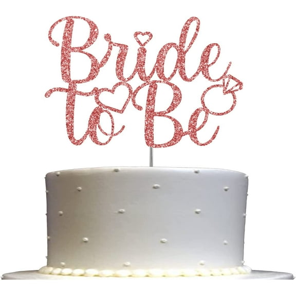 Bride To Be Cake Topper, Engagement Party Decorations Ideas, Bridal Shower, Bachelorette, Sturdy Doubled Sided Glitter, Acrylic Stick (Rose Gold)