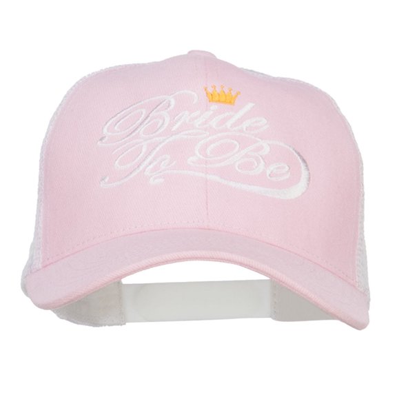 Bride To Be Embroidered Cotton Trucker Cap - Pink White OSFM