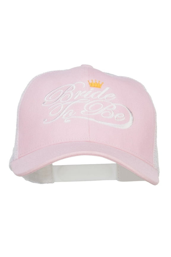 Bride To Be Embroidered Cotton Trucker Cap - Pink White OSFM