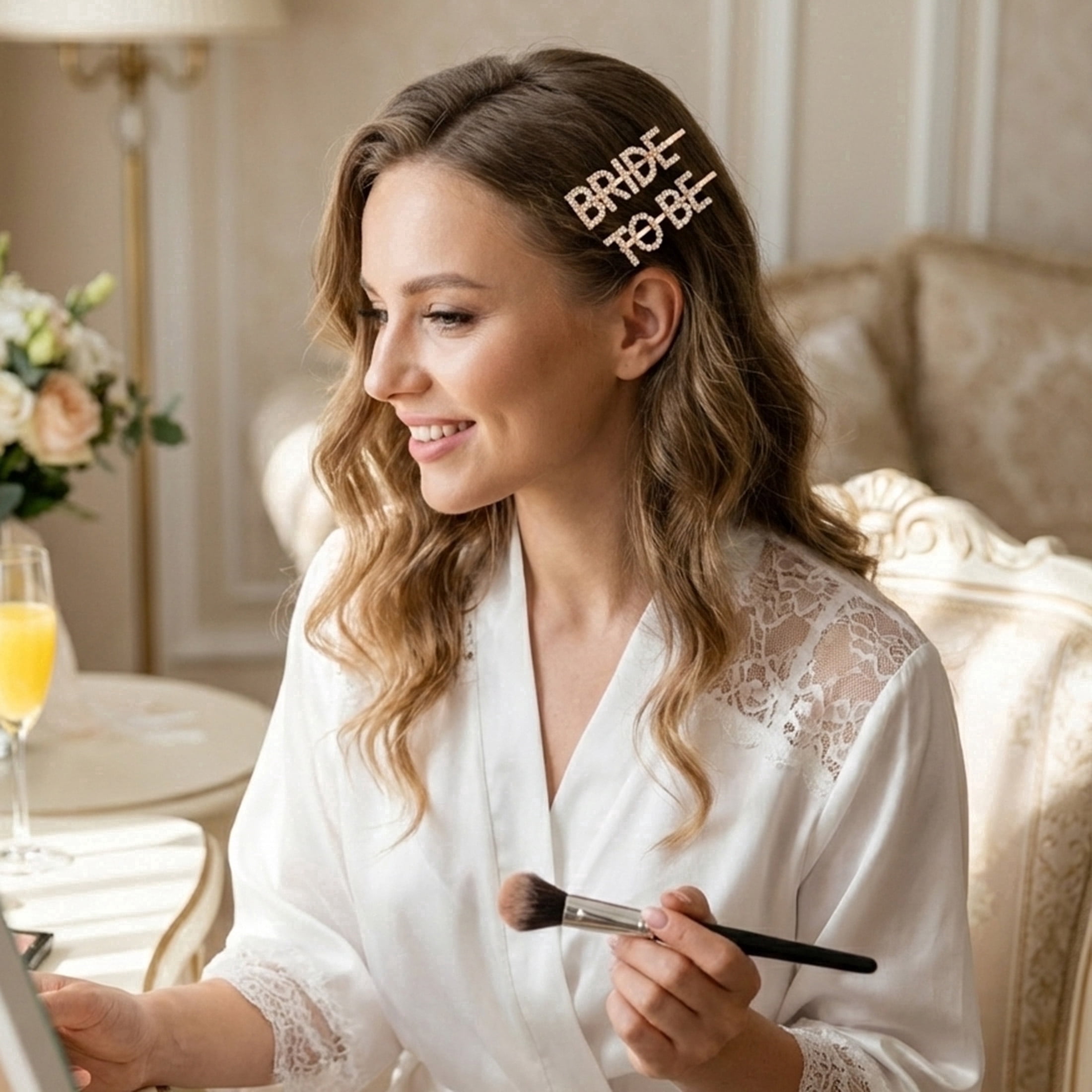 Miallo Bride to Be Hair Clips, Rose Gold 2Pcs Rhinestone Letter Bobby Pins for Bachelorette Party Favors & Bridal Shower Gifts