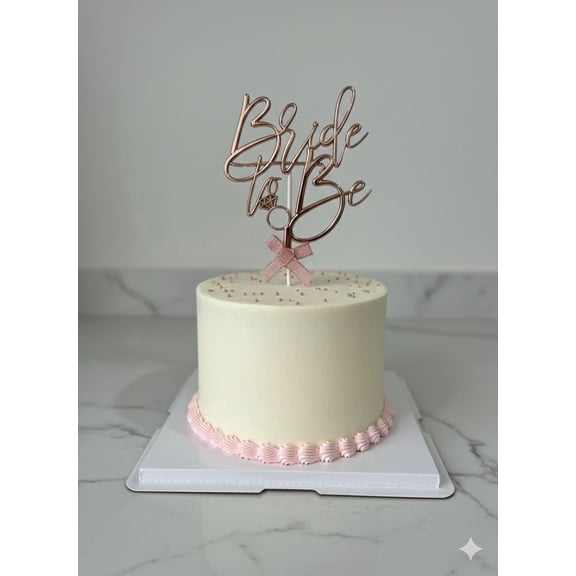Bride To Be Script Cake Topper – Bridal Shower & Bachelorette Party Cake Decoration – Brown, Silver, Gold