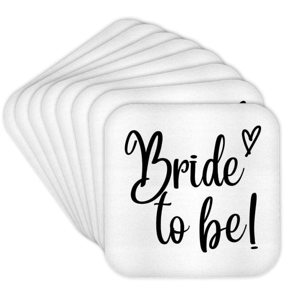 3drose, Bride to Be Wedding Gift Honeymoon and Bridal Shower Gift, Set of 8 Coasters - Soft
